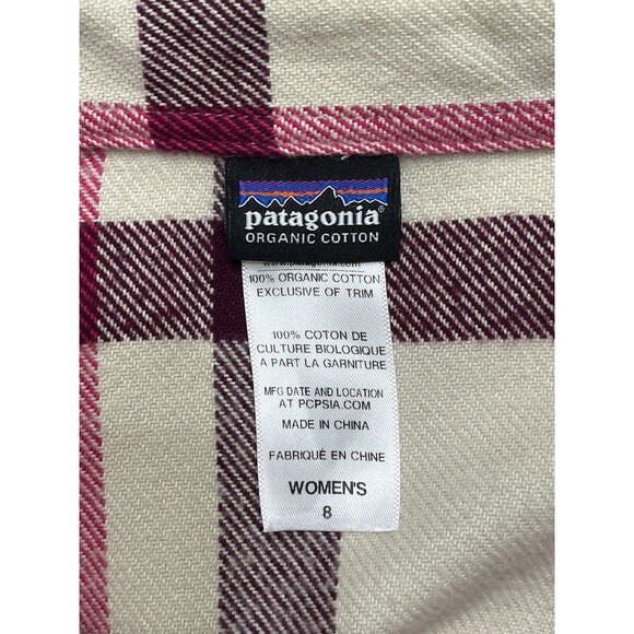 Patagonia Organic Cotton Sz 8 Button Down Shirt Pink Purple Plaid Preppy Comfy - Picture 10 of 12